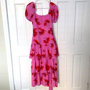 Likely Pink Floral Ruffle Dress